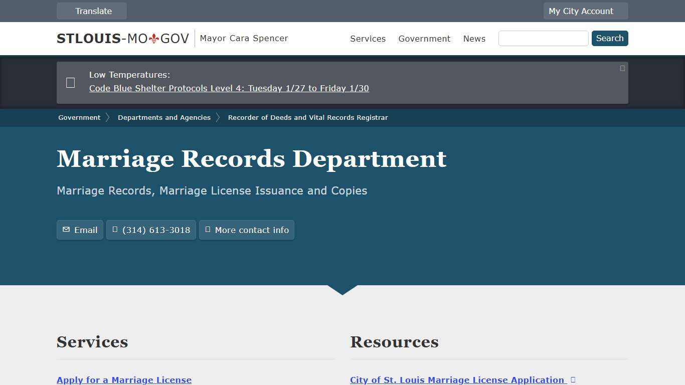 Marriage Records Department